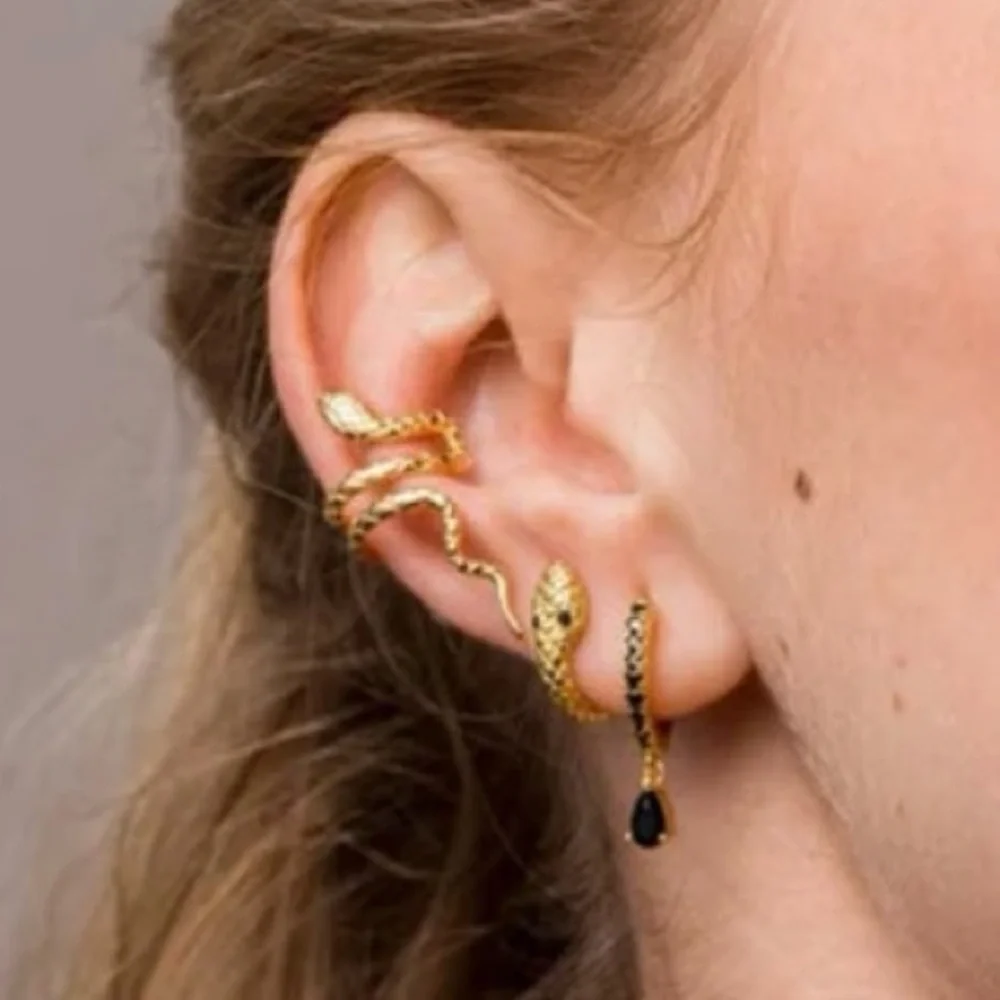 $79 NEW - Gold Sterling Silver snake cuff wrap earring